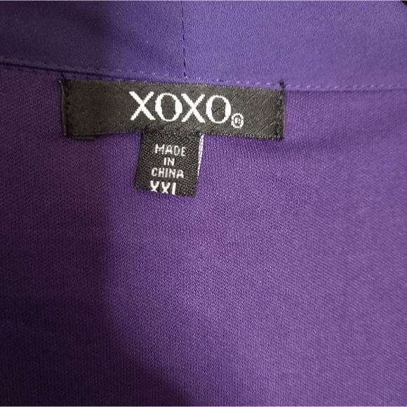 XOXO Long Sleeve Purple Faux Wrap Dress Party Modern Office Dress Size XXL - Picture 2 of 8